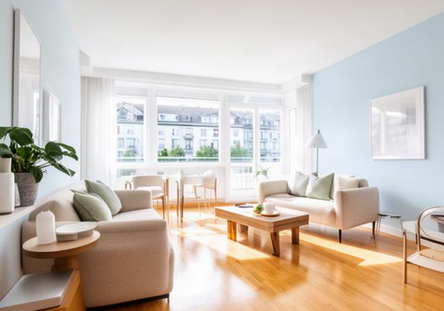 Helle, gepflegte Wohnung in Zürich mit grossen Fenstern, Holzboden und moderner Einrichtung